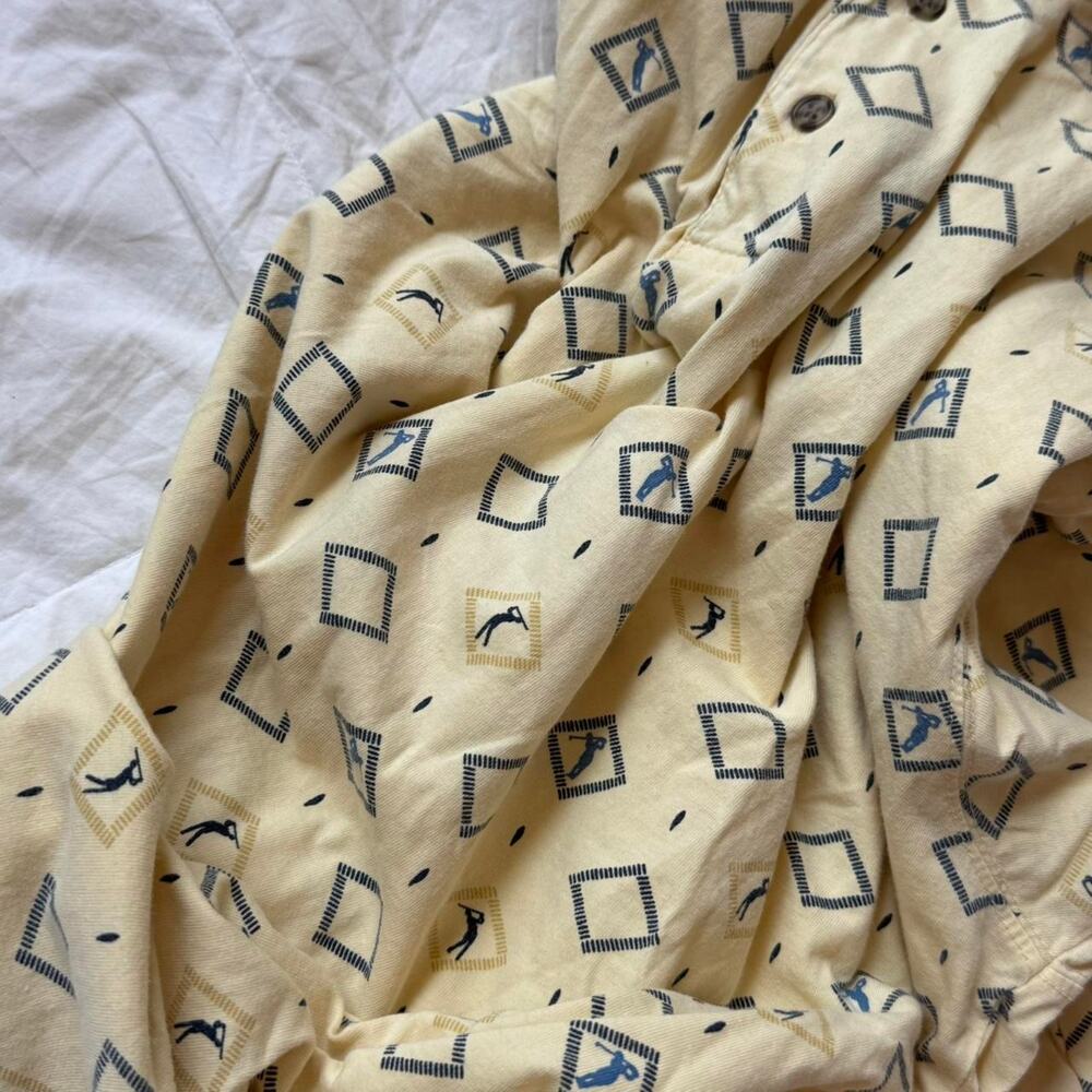 Farah Vintage y2k yellow diamond distressed golf polo sz L cotton grandpa sporty - Picture 6 of 8